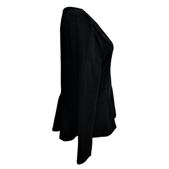 ASOS CURVE Womens Black Peplum Blouse Top Size 14 Long Sleeve Stretch Whimsigoth - Picture 4 of 10